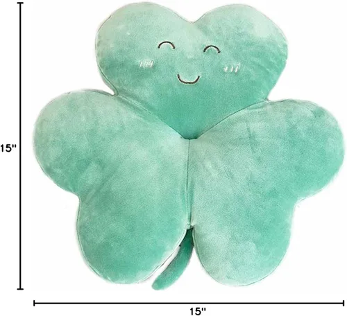 Vista 5 de Cyprinus Carpio Lucky - Almohada de felpa de trébol de cuatro hojas, cojín de relleno suave con cara sonriente para los fanáticos del fútbol, dije
