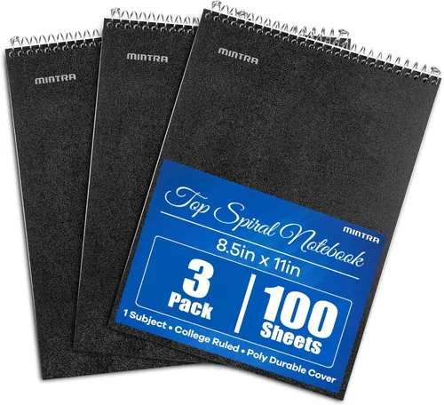 Vista 21 de Mintra Office TOP BOUND Cuadernos de espiral duraderos (hielo ártico, aceite de chile, verde oliva, rayas universitarias, paquete de 3)