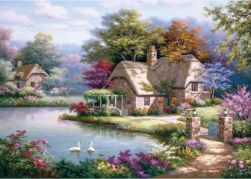 Vista 4 de Anatolian Puzzle - Otoño en el lago, rompecabezas de 1500 piezas, #4581