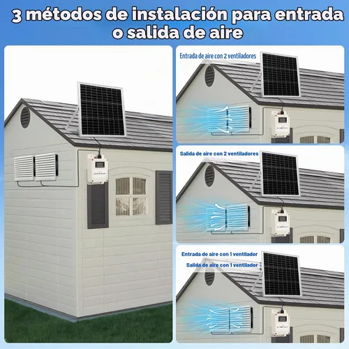 Vista 6 de Kit de ventilador solar de 20 W con batería