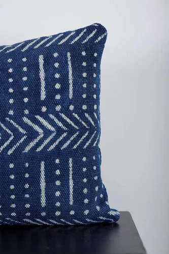 Vista 3 de Trade Star Mudcloth - Funda de cojín decorativa para lumbar, 100% algodón, color índigo, estilo granja, funda de almohada gruesa, estilo bohemio