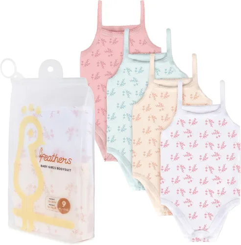 Vista 6 de Feathers Leafy Style - Body para bebé niña, súper suave, de una pieza para niños pequeños (paquete de 4)