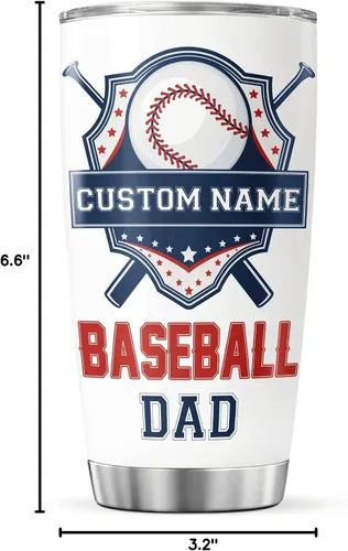 Vista 8 de CUBICER Vaso de café personalizado con tapa, vaso de béisbol con nombre, para amantes del deporte, tazas de viaje, taza de té grande con aislamiento