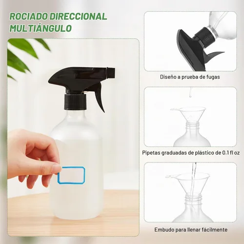 Vista 3 de Paquete de 9 botellas de plástico en aerosol de 16 onzas a granel esmerilado
