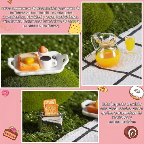 Vista 3 de Accesorios de decoración de casa de muñecas 1:12/1:6, modelo de escena en miniatura, juego de accesorios de cocina para desayuno, juguete