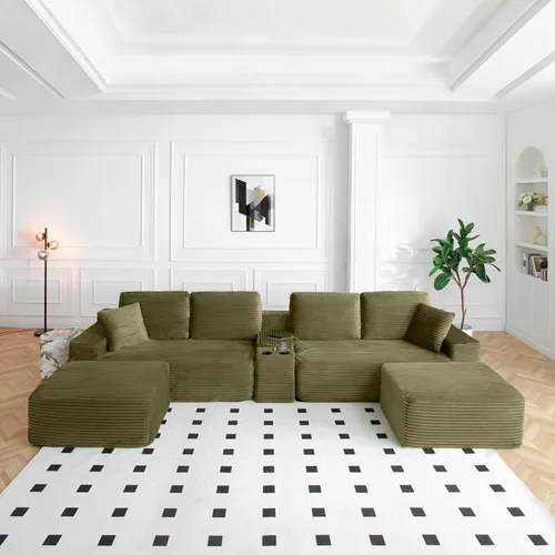 Vista 32 de Sofá seccional Cloud de 108 pulgadas, sofá seccional modular moderno con asiento profundo, sofás de pana sin estructura con chaise en forma de L