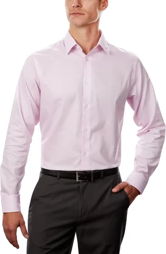 Vista 9 de Calvin Klein Camisa de vestir para hombre, ajuste regular, sin planchado, elástica, sólida Ceniza
