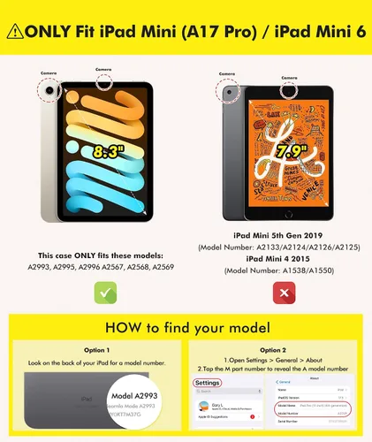 Vista 2 de INFILAND Funda para iPad mini 7, iPad mini 7ª (A17 Pro)/6ª generación de 8.3 pulgadas 2024/2021, parte trasera transparente y funda protectora