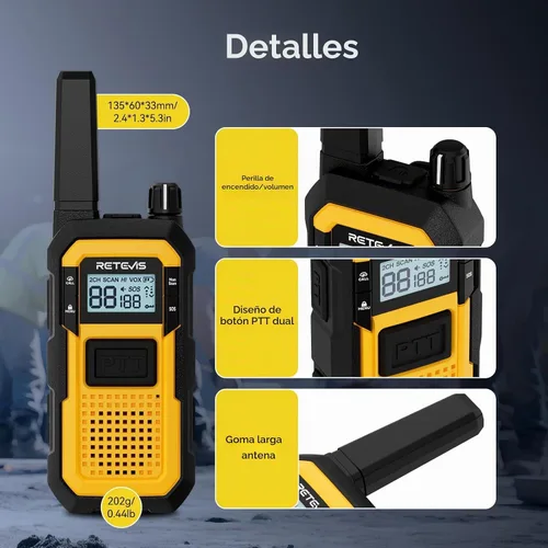 Vista 6 de Retevis Walkie Talkies de construcción RB48 largo alcance, durabilidad