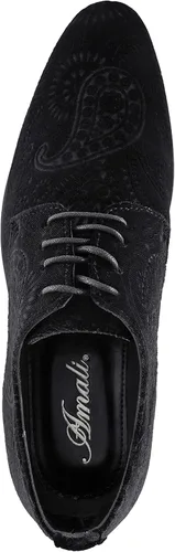 Vista 3 de Amali Chadwick - Zapatos de vestir para hombre, zapatos Oxford con cordones para hombre, zapatos de esmoquin, patrón de cachemira, punta de metal
