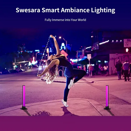 Vista 2 de Barra de luz LED inteligente, luces para juegos, iluminación ambiental con modos de escena y modos de música, barras de luz de color Bluetooth