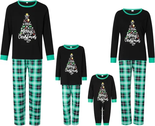 Vista 3 de WakeUple Pijamas de Navidad a juego para la familia, conjuntos de pijamas de Navidad clásicos rojos para mujeres, hombres, niños, perros y bebés