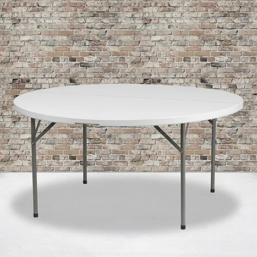 Vista 2 de Flash Furniture Elon Mesa plegable redonda de plástico blanco granito de 5 pies