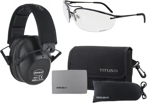 Vista 11 de TITUS Paquete combinado de orejeras y gafas de seguridad de línea delgada