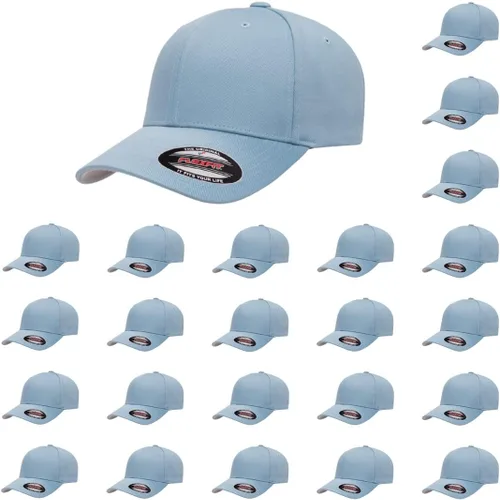 Vista 107 de Gorra de béisbol Flexfit Wooly Combed Premium de 6 paneles estructurada Ajuste elástico Paquete al por mayor disponible Negro