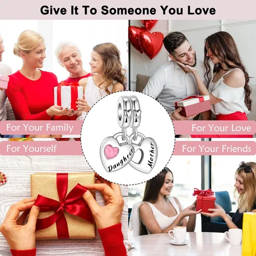 Vista 7 de Dije colgante de plata de ley 925 con forma de corazón y gato, para pulseras y collares, joyería de regalo para mujeres, niñas, familiares y amigas
