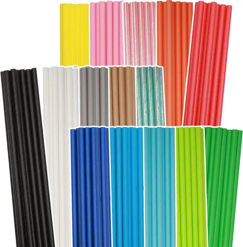 Vista 8 de qiqee Pajitas de papel negro, 150 pajitas desechables a granel (10 patrones negros, biodegradables, desechables, 7.75 x 0.25 pulgadas)
