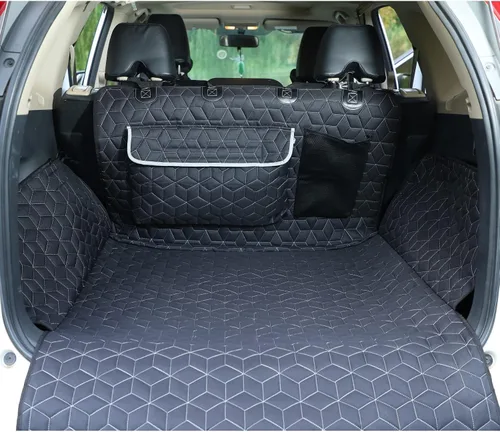 Vista 8 de Meginc - Funda de asiento de automóvil para perro, impermeable, antideslizante, protector de banco para perros, duradera 600D a prueba de arañazos