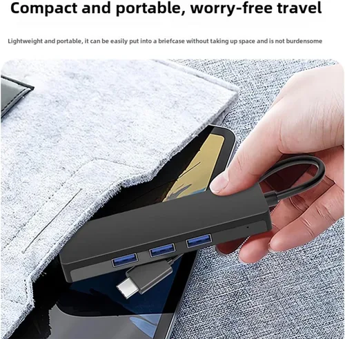Vista 5 de Divisor USB 3.0 con cable de extensión de 1 pie de largo, extensor multipuerto ultrafino de 4 puertos para computadora de escritorio, laptop
