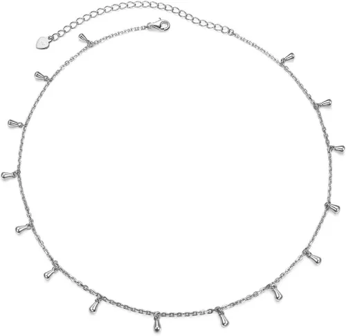 Vista 9 de Gargantilla de plata esterlina con colgante de cadena de disco para mujer, 13+3 pulgadas