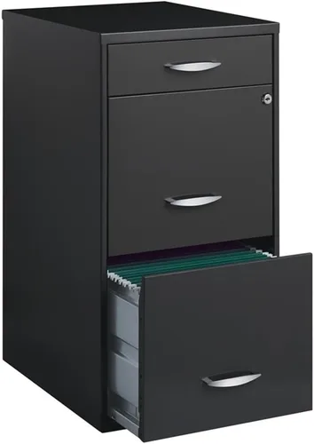 Vista 10 de Scranton & Co Archivador de metal con 3 cajones, 27.32 pulgadas de alto x 14.25 pulgadas de ancho x 18.00 pulgadas de profundidad, acabado blanco