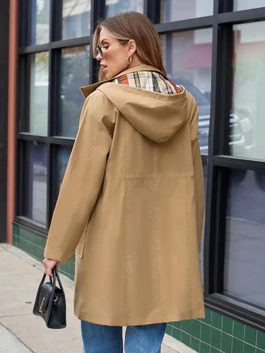 Vista 6 de SaphiRose - Chaqueta impermeable con capucha para mujer, gabardina cortavientos ligera