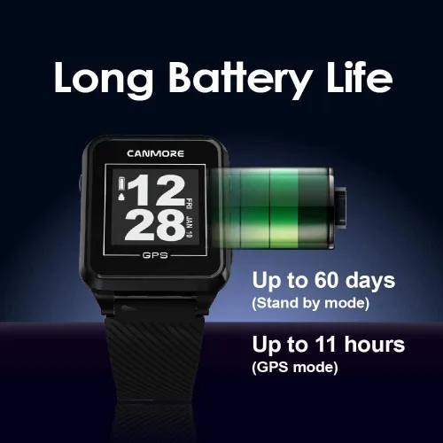Vista 2 de CANMORE TW353 Reloj GPS de golf para hombres y mujeres, pantalla LCD de alto contraste, actualización gratuita de más de 41,000 campos precargados