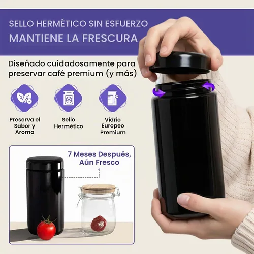 Vista 2 de Infinity Jars Tarro de boca ancha con tapa de rosca de vidrio ultravioleta negro extra grande de 1 litro (34 fl oz) Bloqueo de luz ultravioleta