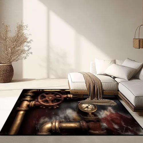 Vista 7 de Alfombra lavable vintage steampunk de 4 x 5.3 pulgadas, alfombra de pelo bajo, antideslizante, no desprende pelusa, alfombra de interior para sala