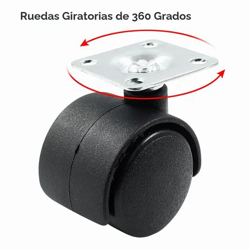 Vista 3 de Ruedas giratorias de 1 pulgada, ruedas de placa, 4 piezas
