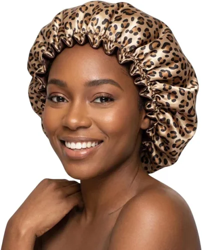 Vista 12 de Gorro de pelo para dormir, gorro de noche con clip ajustable, gorro reversible para el cabello para mujer, gorro de satén de seda