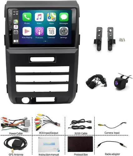 Vista 6 de Android 13 Estéreo de coche para Ford F150 F-150 2009 2010 2011 2012 2013 2014 con Carplay inalámbrico Android Auto 9 '' pantalla táctil 2G+32G