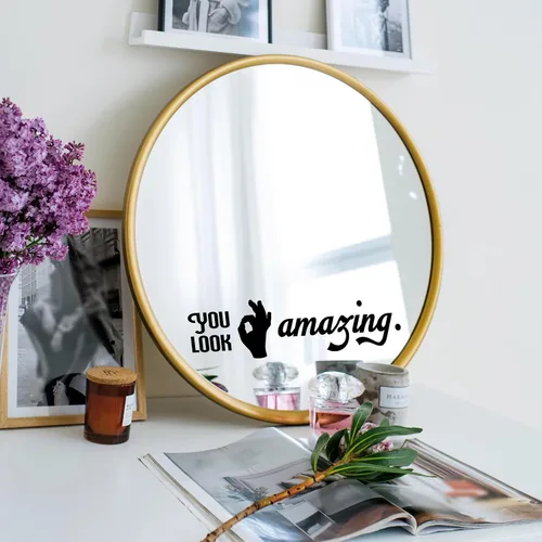 Vista 13 de Calcomanía de espejo "Yes You Can Sign with Exclamation Mark - Yes You Can Words of Inspiration Decor - Diferentes fuentes Yes You Can Sign