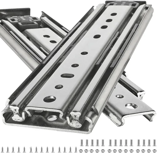 Vista 9 de Rieles de cajón resistentes de 12 pulgadas, 1 par, capacidad de carga de 100 libras, montaje lateral, extensión completa, rodamiento de bolas 53MM