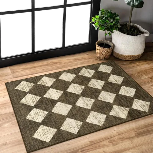Vista 40 de Lahome - Tapete con diseño de entramado marroquí, a cuadros, pequeño, suave y antideslizante, moderno, resistente a las manchas, para puerta Negro