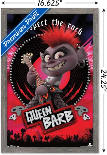 Vista 3 de Trends International DreamWorks Trolls 2 - Póster de pared de púas, 14.725 x 22.375 pulgadas, versión enmarcada de madera de granero