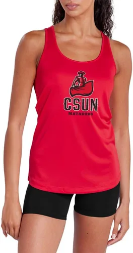 Vista 519 de Camiseta deportiva sin mangas oficial de NCAA Collegiate para mujer, con espalda cruzada, colección con logotipo primario
