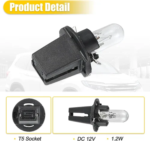 Vista 6 de X AUTOHAUX 5pcs DC 12V 1.2W T5 Dashboard Light Blub Amarillo para Coche Interna con Twist Socket