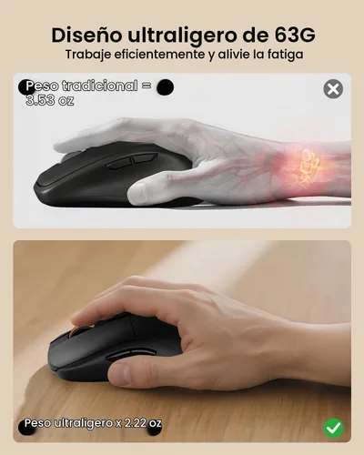Vista 7 de ProtoArc Combo de teclado y mouse Bluetooth, KM60 Bluetooth + USB multidispositivo recargable, reposamuñecas, juego de teclado y mouse inalámbrico