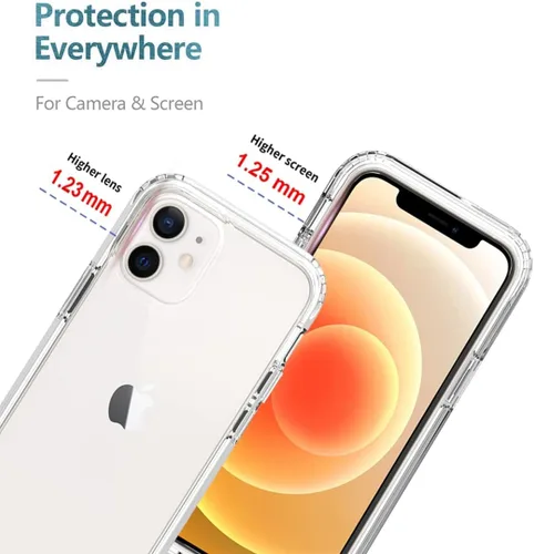 Vista 2 de Funda para iPhone 12 Mini con protector de pantalla de vidrio templado, suave 360 de cuerpo completo, a prueba de golpes, híbrida, transparente