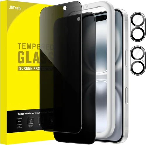 Vista 32 de JETech Protector de pantalla de privacidad para iPhone 11 de 6.1 pulgadas con protector de lente de cámara, película de vidrio templado antiespía