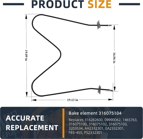 Vista 4 de AMI PARTS 316075104 Reemplazo del elemento calefactor para horno frigi-Daire TEF351EWB, FEF336ECE, FEF352AWF, FEF352AWG, MEF352BGWD reemplazar