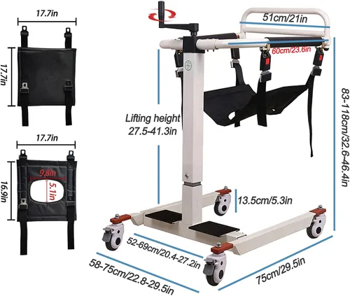 Vista 2 de Silla de transferencia de paciente, silla de ruedas elevadora de paciente para el hogar, elevador de silla de ruedas para automóvil, silla