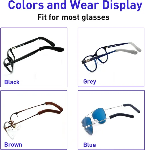 Vista 5 de Cojines para las orejas para lentes con tela de algodón, puntas de retenedor de gafas de punto suave, almohadillas elásticas antideslizantes