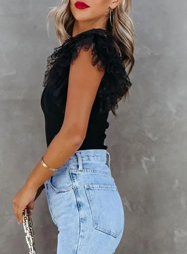 Vista 3 de SHEWIN Camisetas de verano para mujer 2024 con cuello redondo y manga corta, estilo casual, corte ajustado