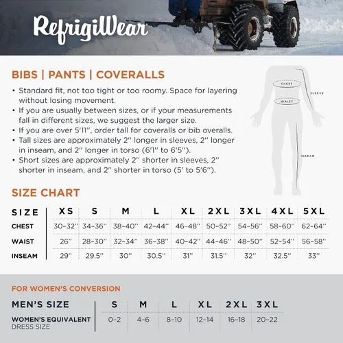 Vista 5 de RefrigiWear PolarForce - Overol de babero cálido, aislado, calificación de comodidad de -40F