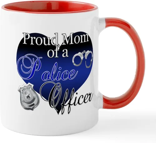 Vista 65 de CafePress Taza de café de cerámica de 11 oz (11.0 fl oz) de Police Mom