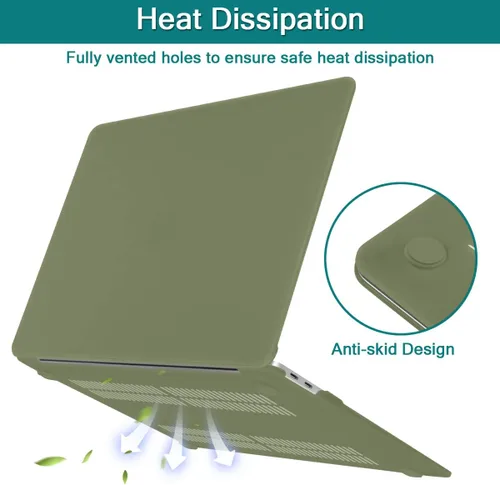 Vista 6 de Teryeefi Funda para MacBook Air 13 pulgadas Case 2021 2020 2019 2018 A2337 M1 A2179 A1932, carcasa rígida esmerilada, cubierta de teclado