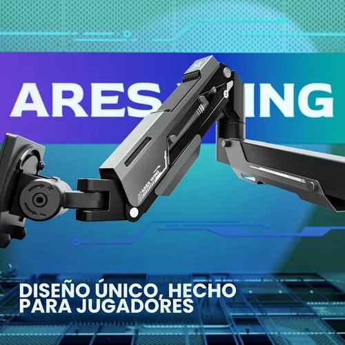 Vista 3 de ARES WING Soporte vertical para monitor doble, brazos de monitor de aluminio resistente de 24-57 pulgadas para 2 monitores, soporte de monitor