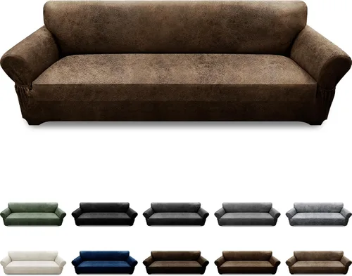 Vista 79 de Fundas para Sillón de 2 Piezas con Cojín en T, Fundas de Aspecto de Cuero para Sofá, Fundas para Sillas, Protector de Muebles Elástico, Funda